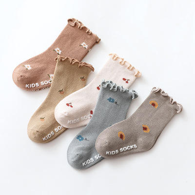 Wholesale 0-5 Years Toddlers Girls Frilly Socks Soft Cotton Sock Flower Children Infant Floor Sock