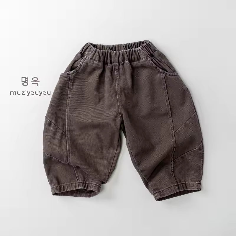 Wholesale Children's Clothing Spring Season Boys Girls Loose Casual Pants Korean-Style Cotton Enzyme Wash Digital Printed Pant