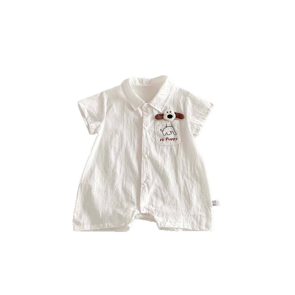 Wholesale 2026 Summer Newborn Baby Clothes New Fashion Infant Clothes Puppy Pocket Baby Romper Crawling Outfit for Outings Cotton Jumpsuit