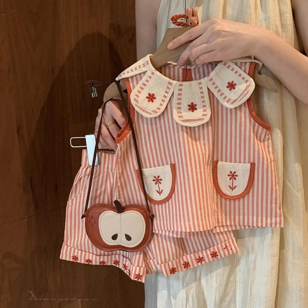 Wholesale 2026 Summer New Girls' Clothing Set Stylish Fashion Little Girls' Baby Suspender Pants Skirt Breathable Two-Piece Set