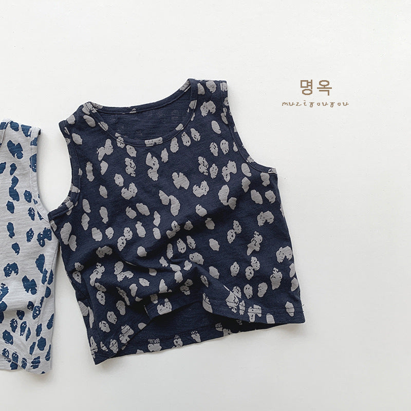 Wholesale 2026 Summer Korean style Clothes Polka Dot Vest for Boys and Girls Baby Children Retro Personalized Forest-style Kids Top
