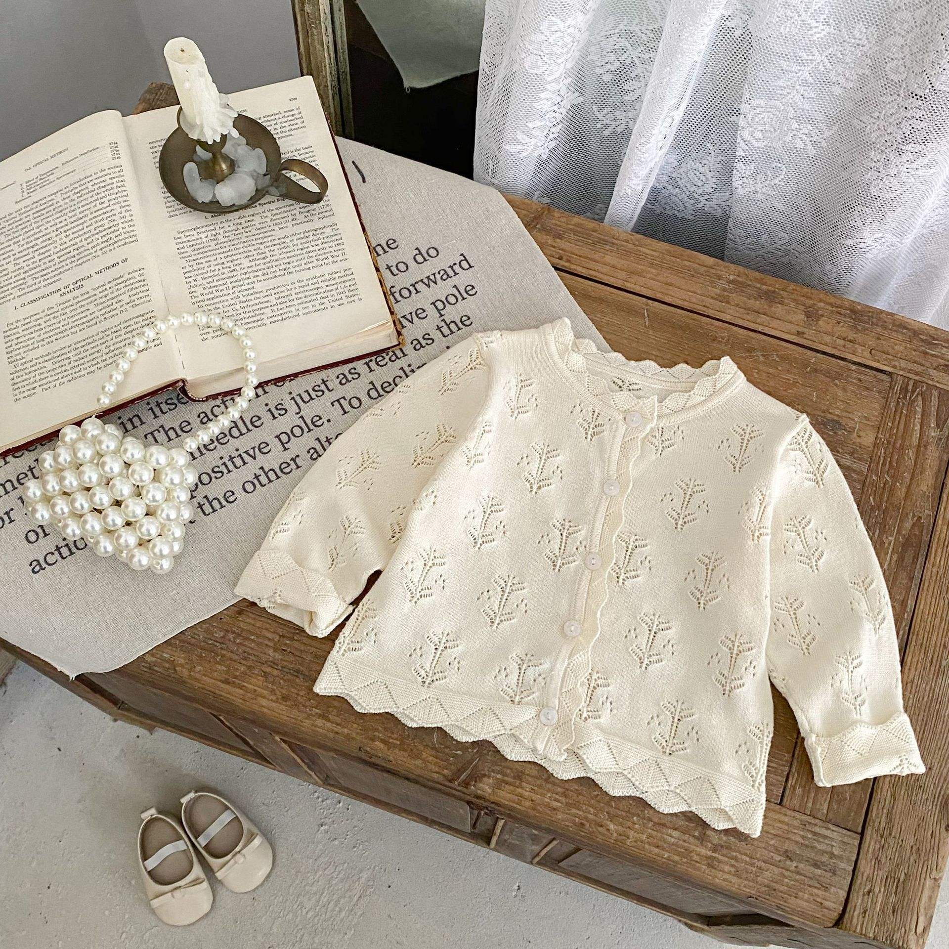 Wholesale 2025 Summer Baby Coat Casual Air-Conditioned Knitwear for Baby Girls 0-3 Years Old Thin Knitted Cardigan and Room Kids Top