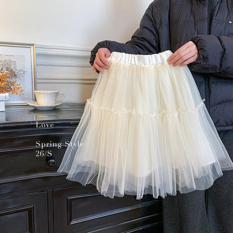 Wholesale Girls' Half Skirt 2026 Spring and Summer New Fashionable Crocheted Puffy Tulle Mesh Princess Short Skirt Children's Outfit