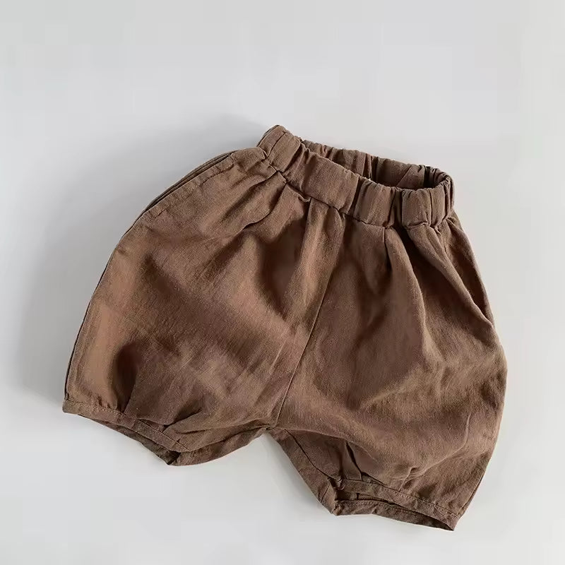 Wholesale 2026 New Summer Cotton-linen Korean Style Solid Color Casual Pants Five-point Shorts Baby Lantern Trousers