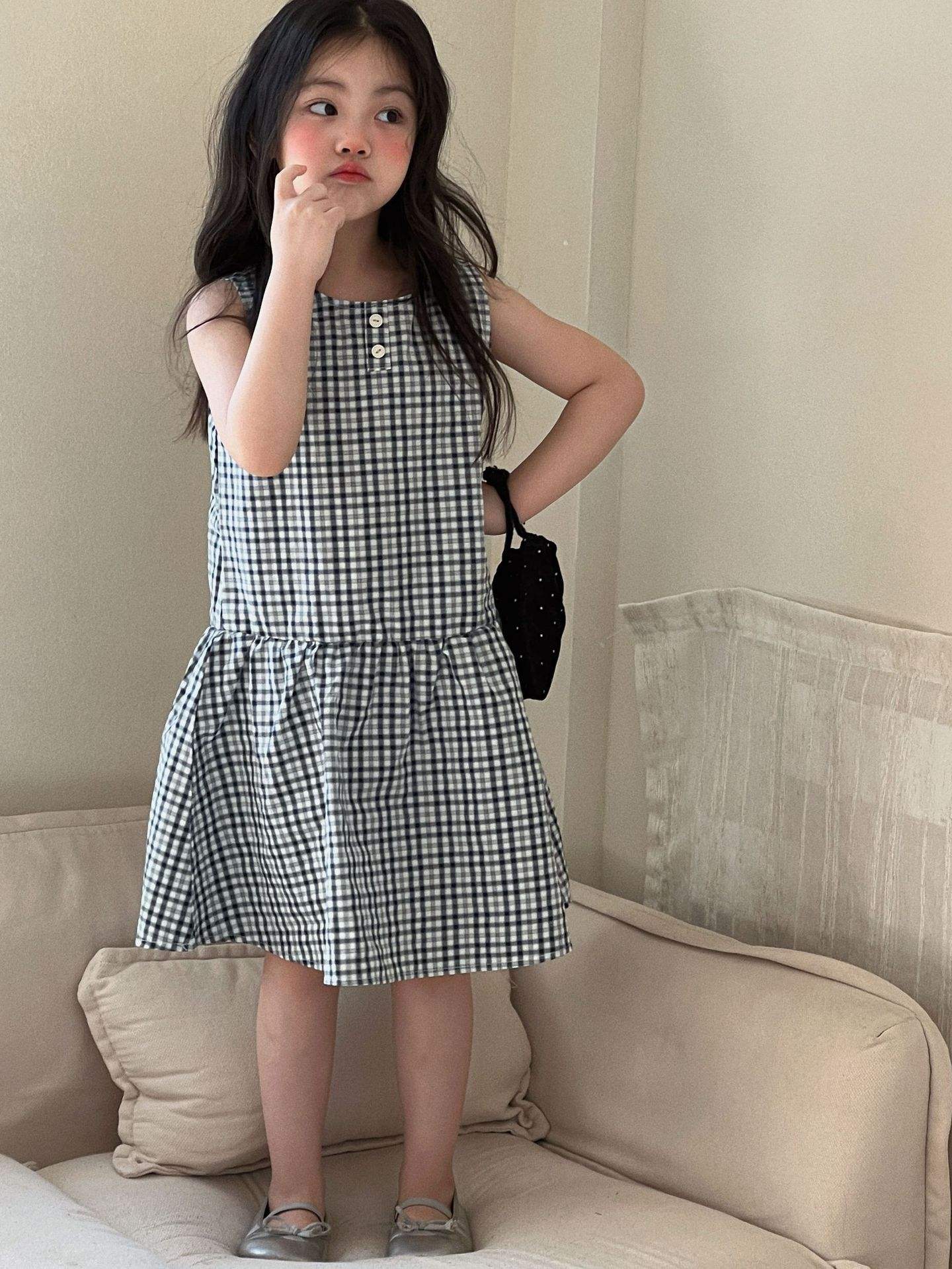 Wholesale 2026 New Fashion Summer New Girls' Crocheted Cotton Plaid Dress Soft Treatment Sweet Cool Vest Baby Skirts