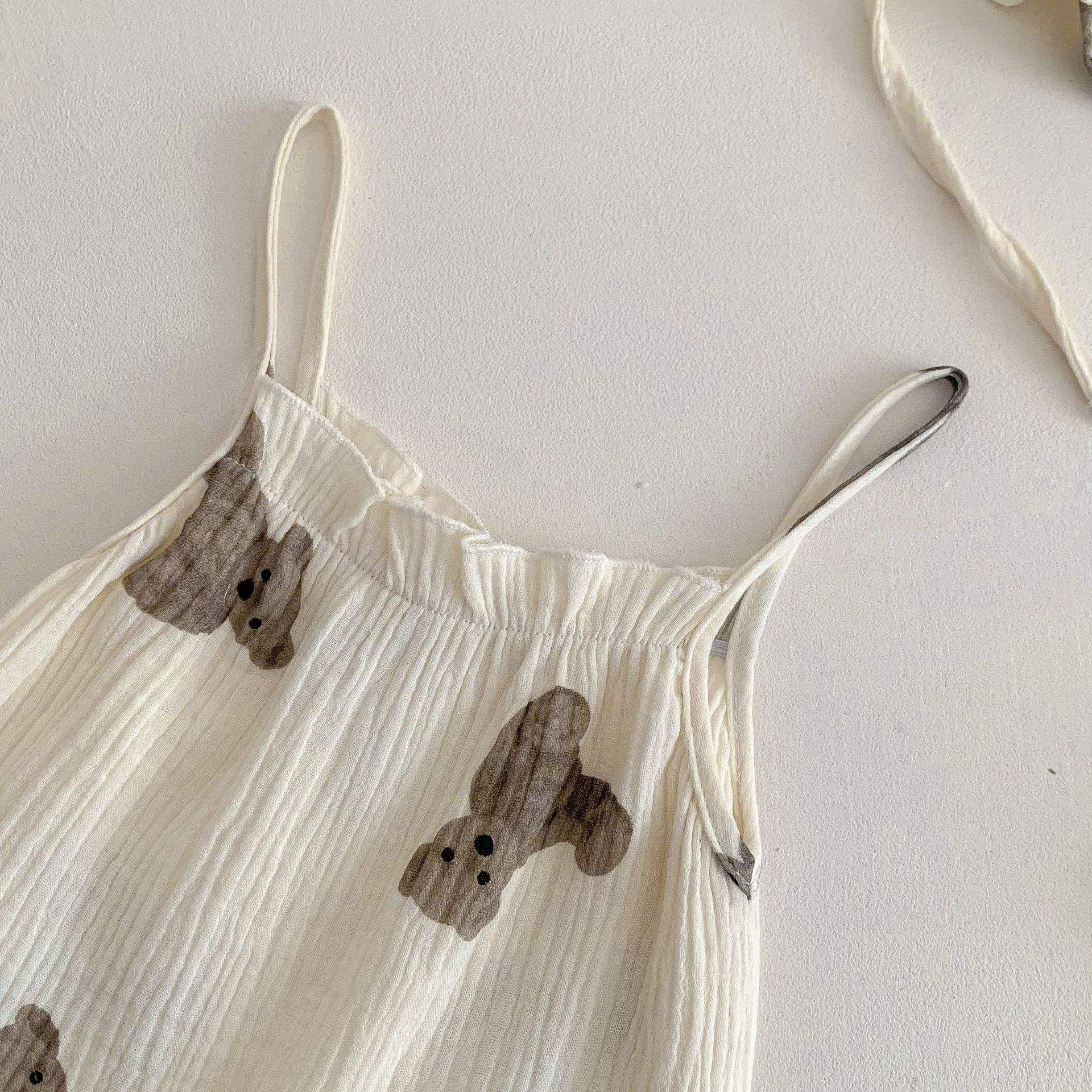 Wholesale 2026 Summer Korean-Style Fashion Bear Suspender Sleeveless Cotton Jumpsuit Infant Girls Thin Breathable Baby Rompers