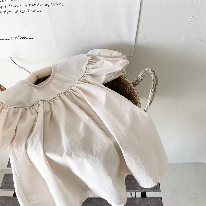 2025 South Korean Style New Fashion Summer Children's Dresses Girls' Casual O-Neck Dress with Long Style Cotton Skirts