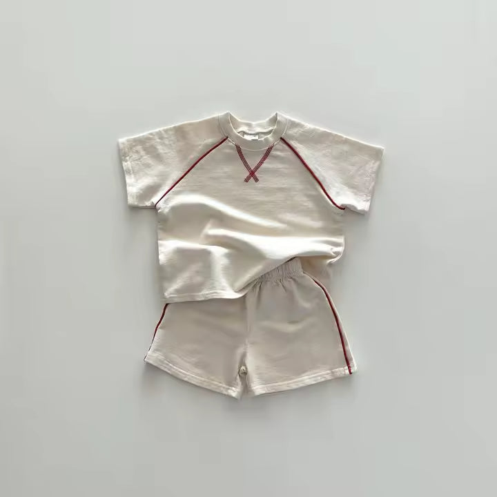 Summer Casual New Korean Style Sports Two-Piece Set for Boys Girls Thin Cotton Short Sleeve T-Shirt Shorts Baby Toddler