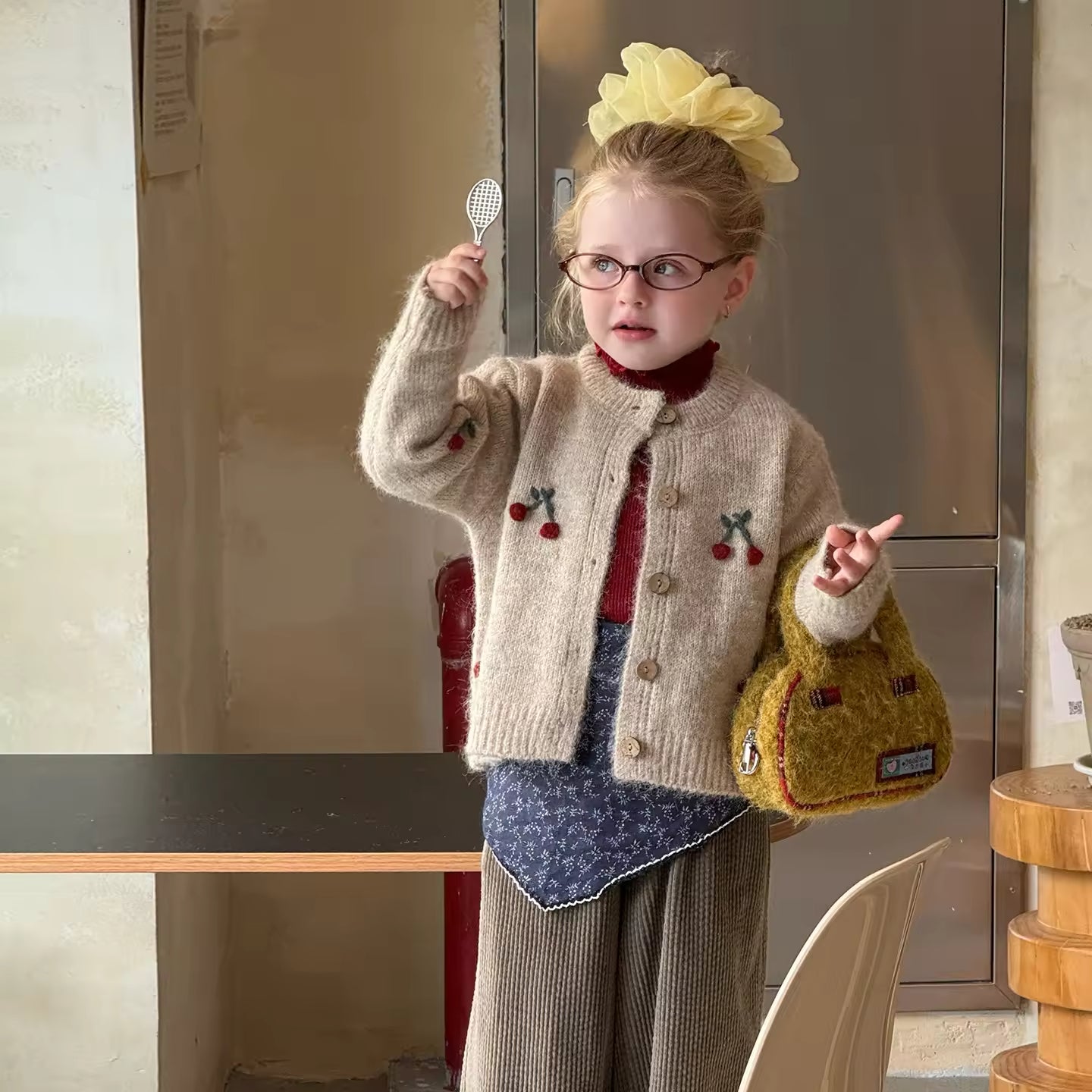 Girls' Baby Sweater Autumn and Winter 2025 New Sweet Button Closure 100% Wool Anti-Pilling Baby Girl Cardigan Sweaters