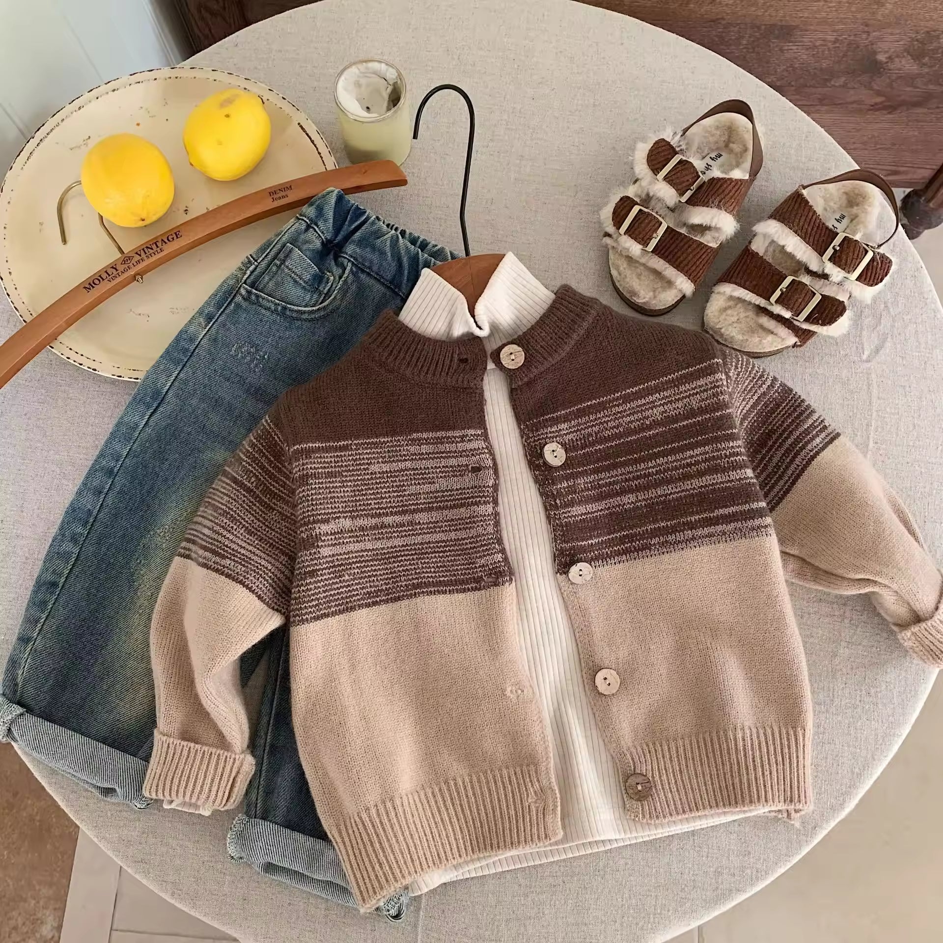 Children Sweater 2025 Autumn and Winter Baby Top New Korean Style Single Breasted O-Neck Knitted Outerwear Boys Baby Coat