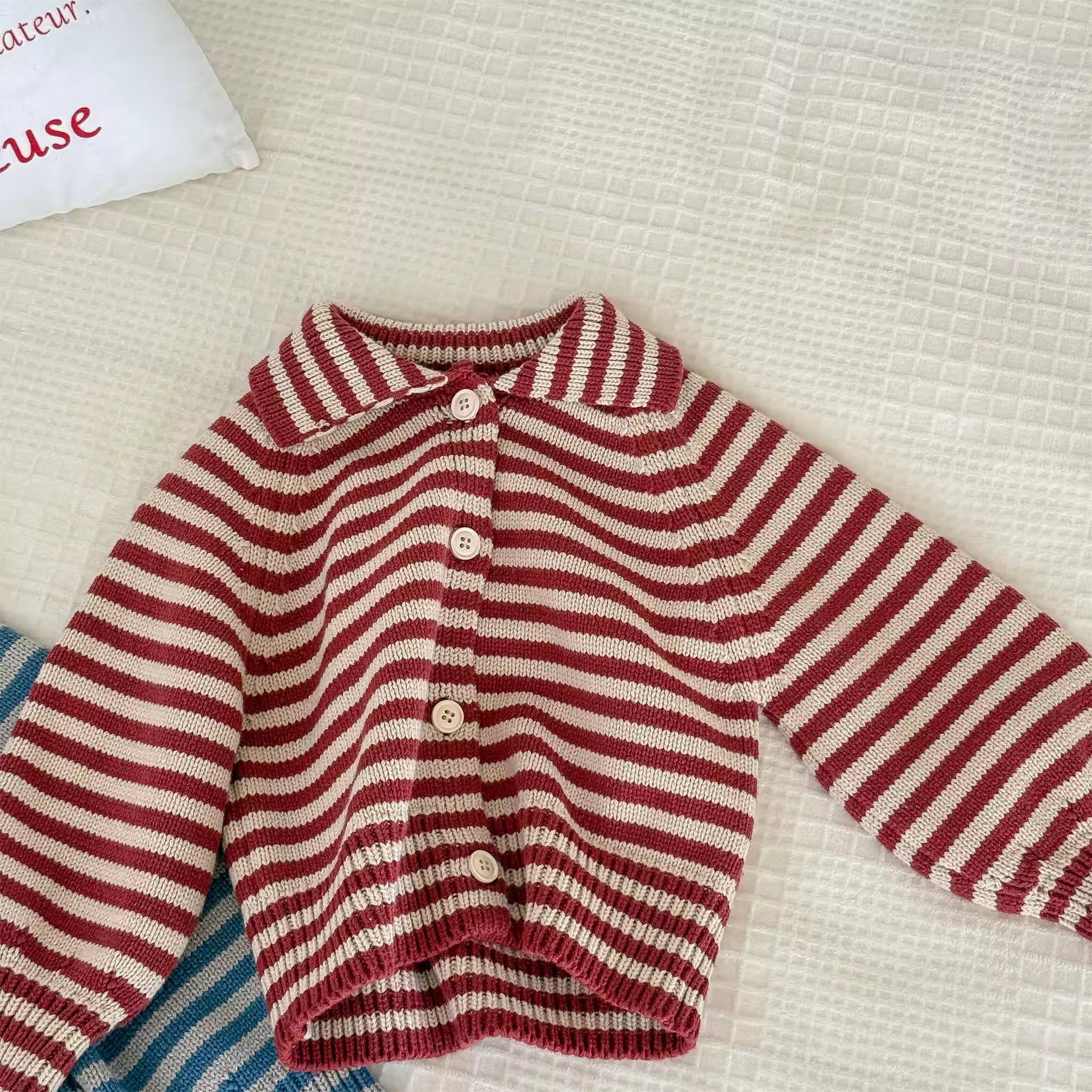 2025 New Fashion Children's Sweaters Autumn and Winter Casual Thick Acrylic Sweater Stripes Cardigan Tops