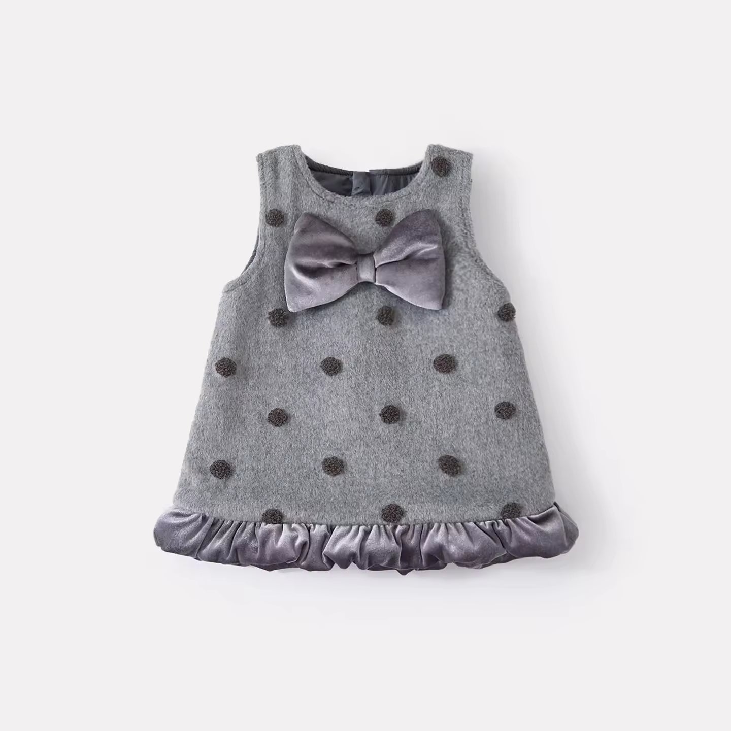 2025 Autumn and Winter Infant Baby Dresses Cotton Casual Worsted Dot Dress Suit Baby Girl Polo Sweater Base Shirt Two-Piece Set