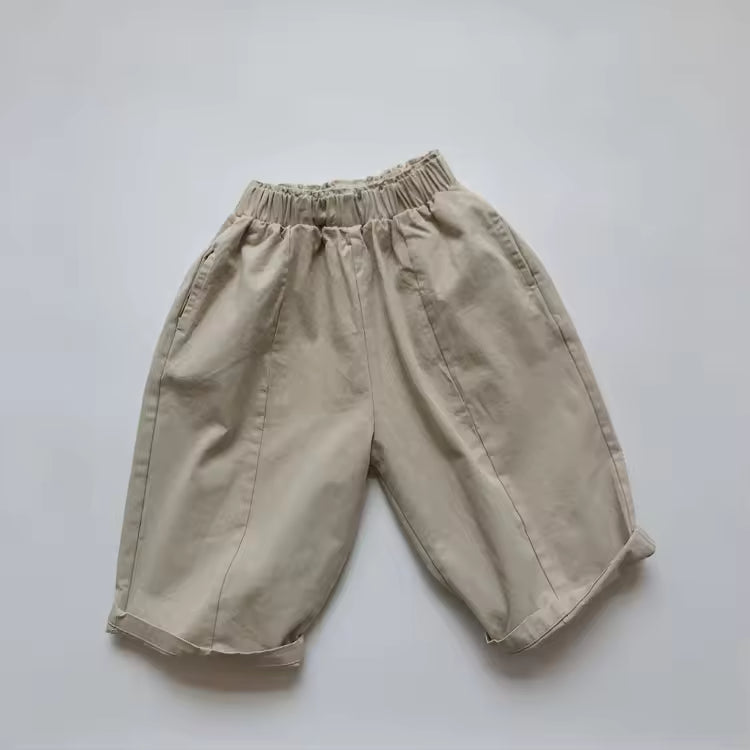 Spring and Autumn New Children's Harem Pants Solid Color Woven Casual Trousers for Boys and Girls