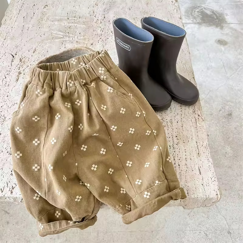 2025 Autumn New Korean Style Baby Pants Washed Cotton Harem Pants for Girls Casual Children's Clothing