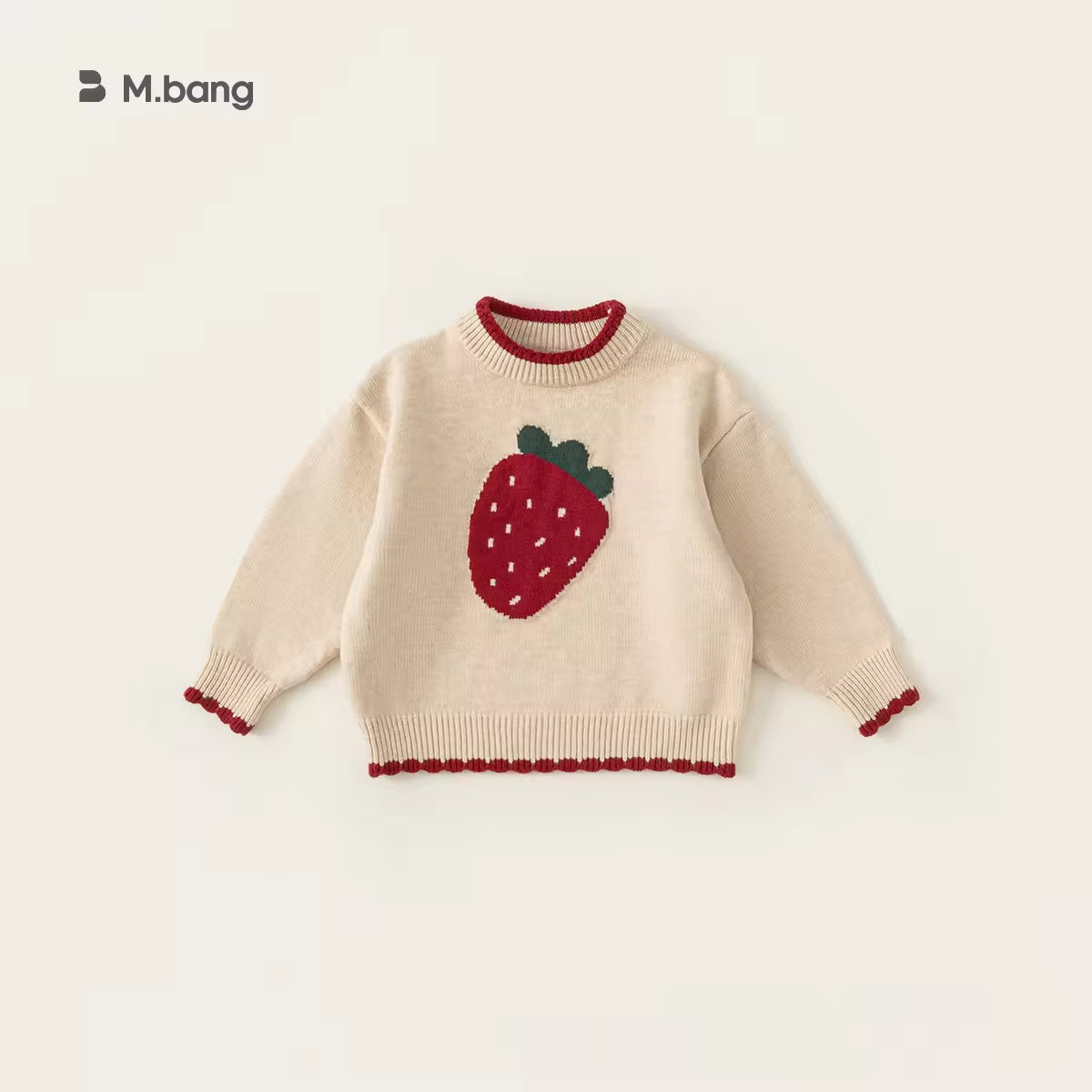 Girls' Pullover Sweater Red Christmas Autumn and Winter New Children's Strawberry Knitted Long-sleeved Baby Top