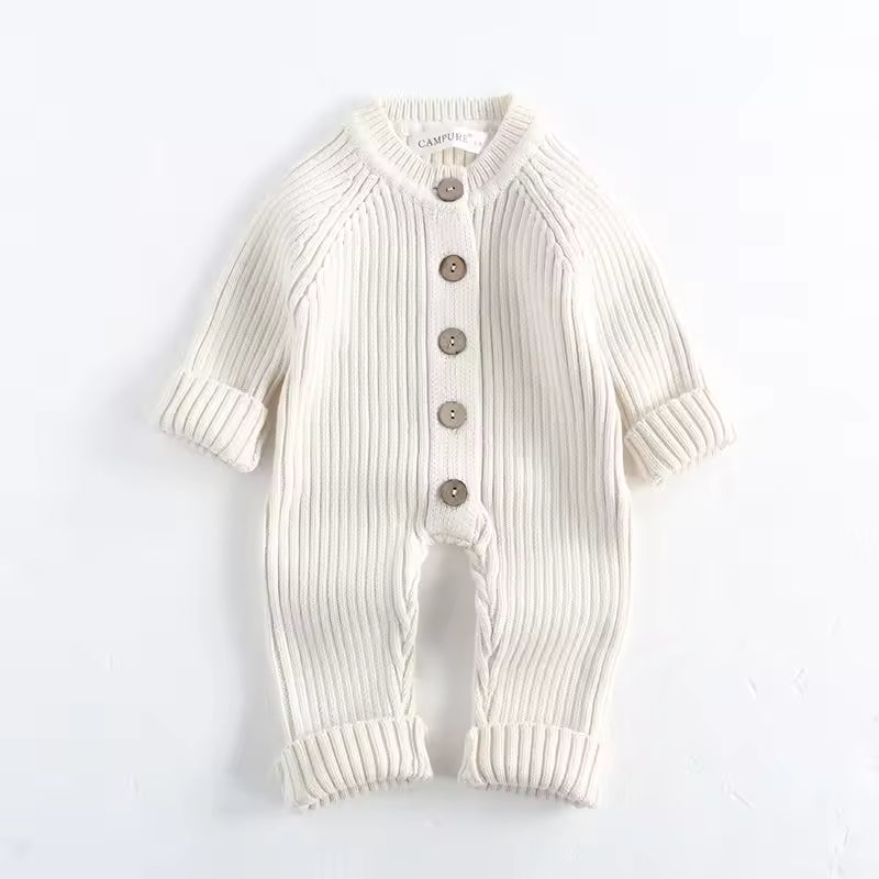Baby Autumn and Winter Clothes Baby Solid Color Knitted Climbing Clothes Newborn Autumn Sweaters Jumpsuit