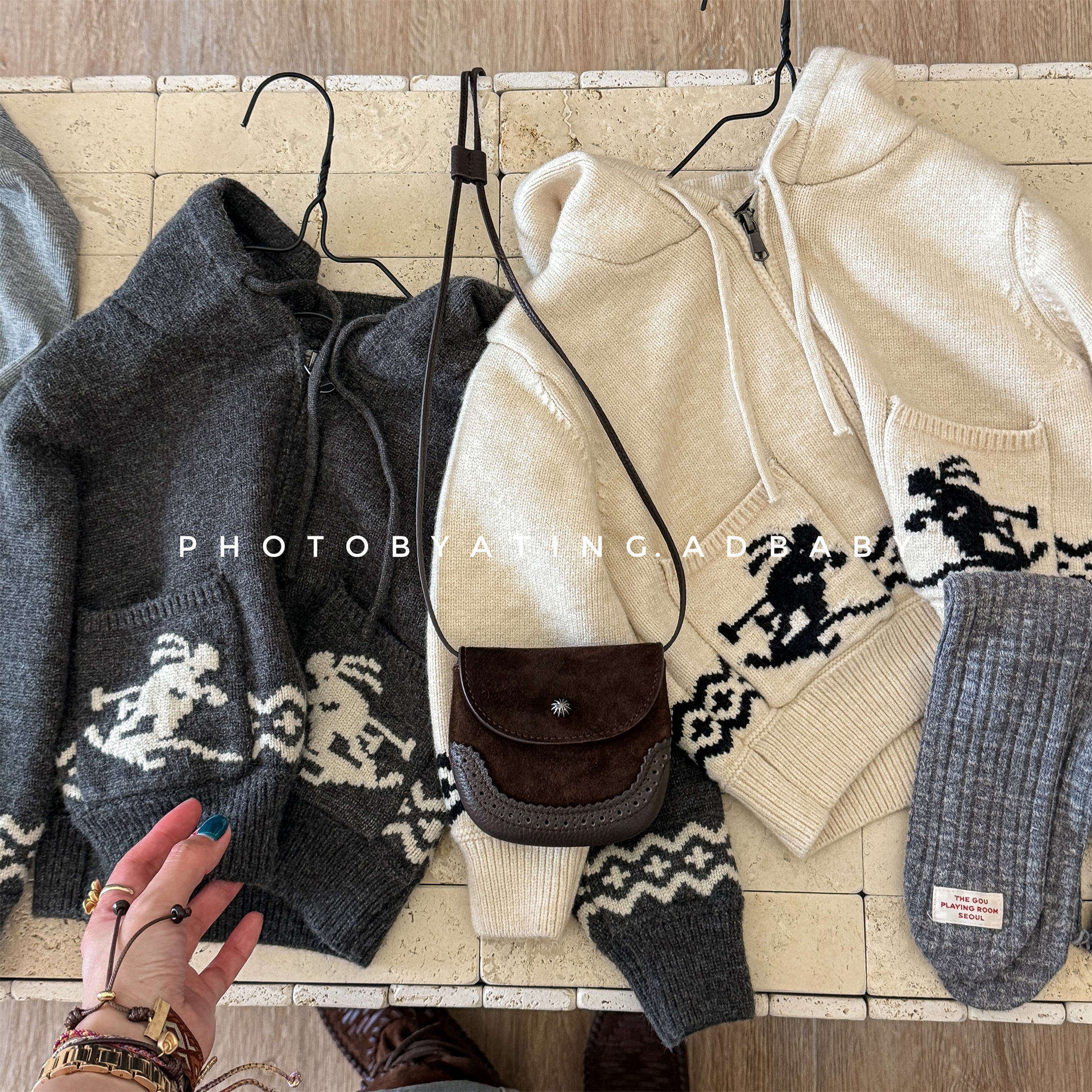 Wholesale 2025 Children's Clothes Autumn and Winter Casual Hooded Acrylic Thick Korean Style Sweater Cardigan Tops