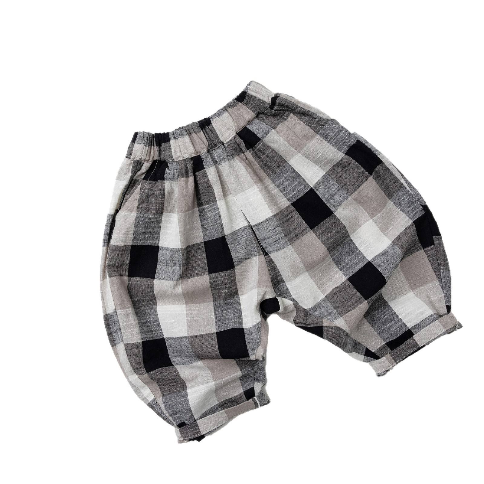 Wholesale 2026 Hot-selling Item Unisex Children's Versatile Black White Gray Plaid Thin Cotton Soft Treatment Loose-fitting Harem Pants