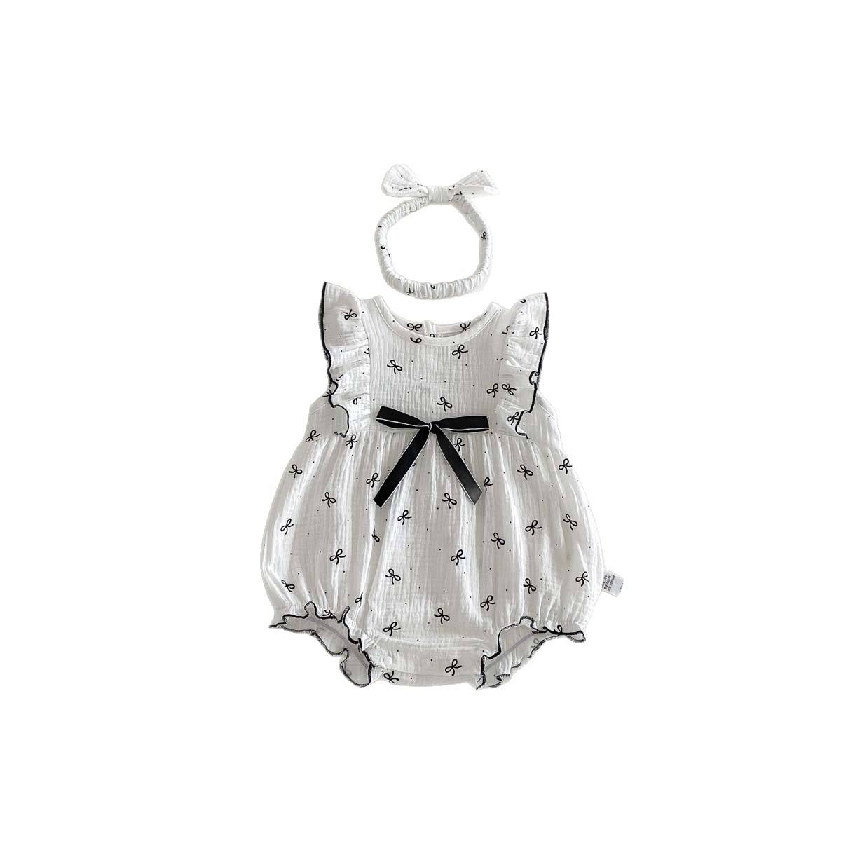 Wholesale 2026 Summer Newborn Baby Clothes Pure Cotton Short-sleeve Baby Romper Ruffled Pattern Cute Princess-style Baby Girl Outfit