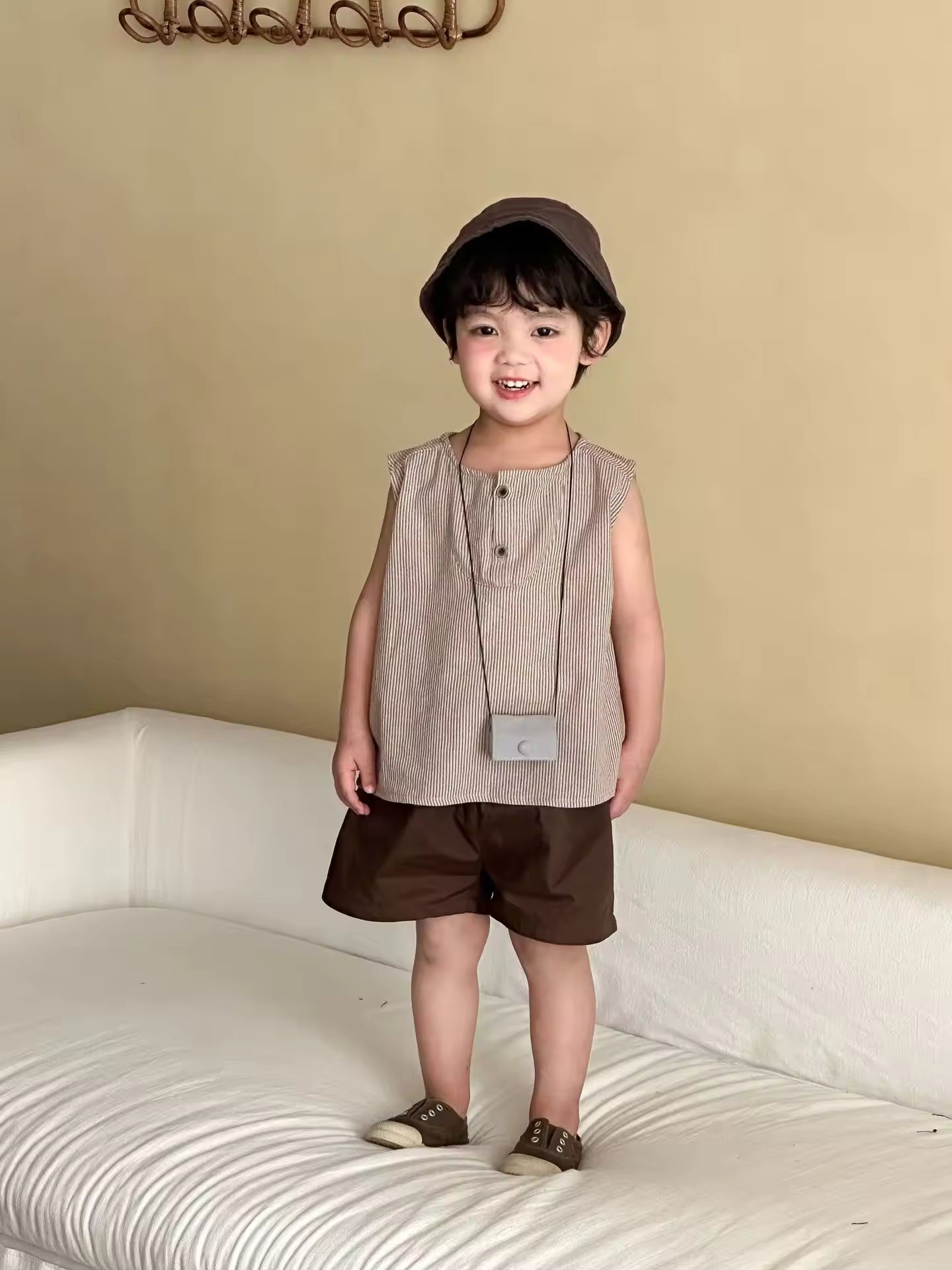 Wholesale 2026 Children's Summer Set Boys' Striped New Style Baby Fashionable Girls' Vest Dress Sibling Matching Outfit