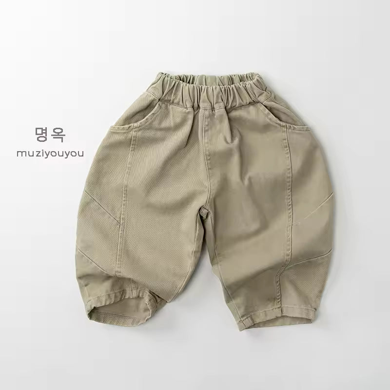 Wholesale Children's Clothing Spring Season Boys Girls Loose Casual Pants Korean-Style Cotton Enzyme Wash Digital Printed Pant