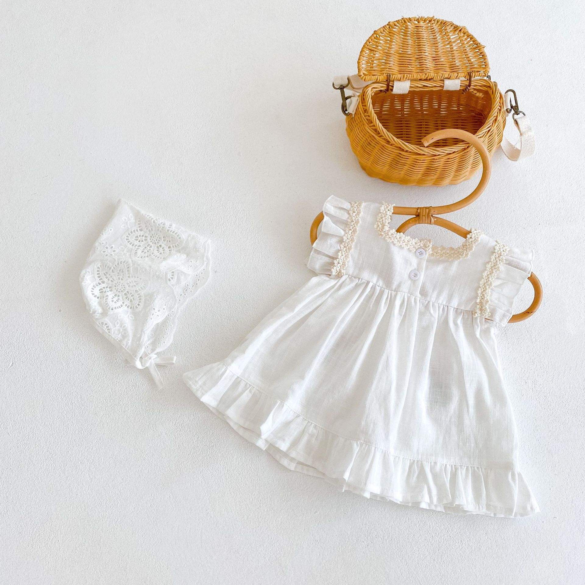 Wholesale 2026 European and American Summer Style Girls' Baby Dresses for Babies Embroidered Lace Cotton Sleeveless Baby Skirts
