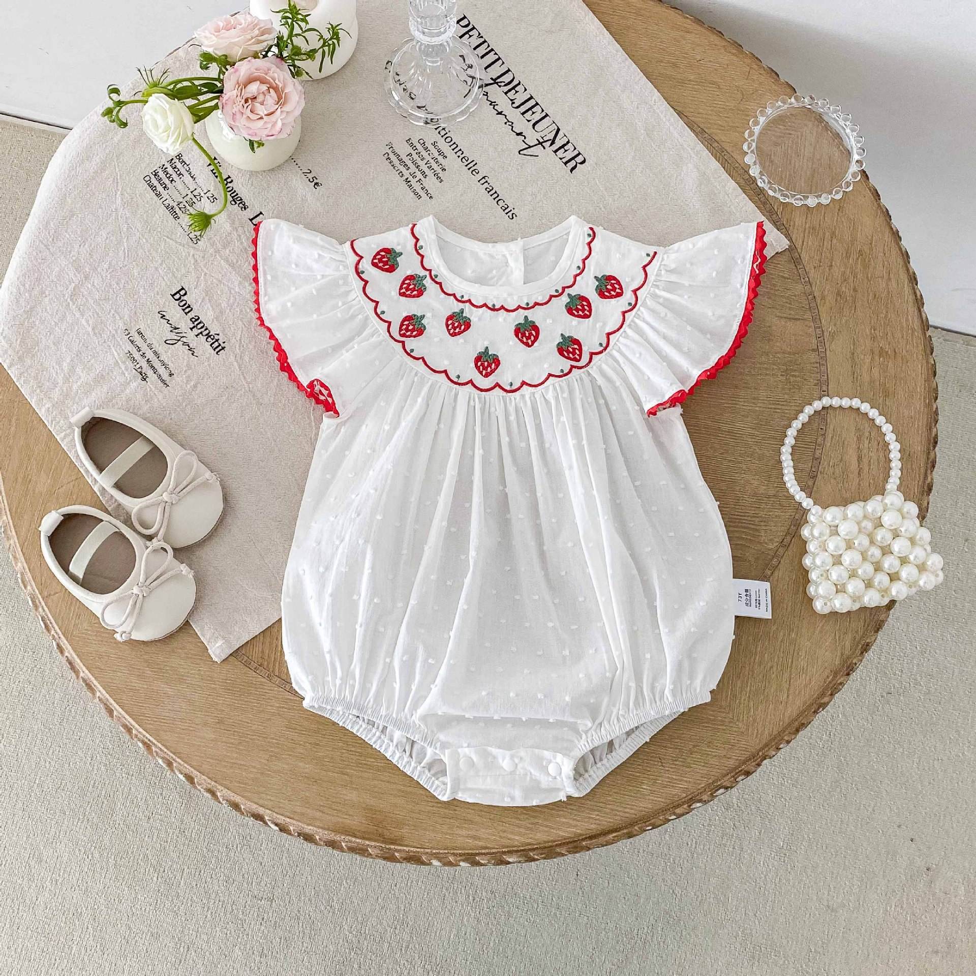 Wholesale 2026 Summer Newborn Baby Clothes Girl Infant Sleeveless Double-breasted Thin Cotton Jumpsuit Romper Sweet Princess Romper