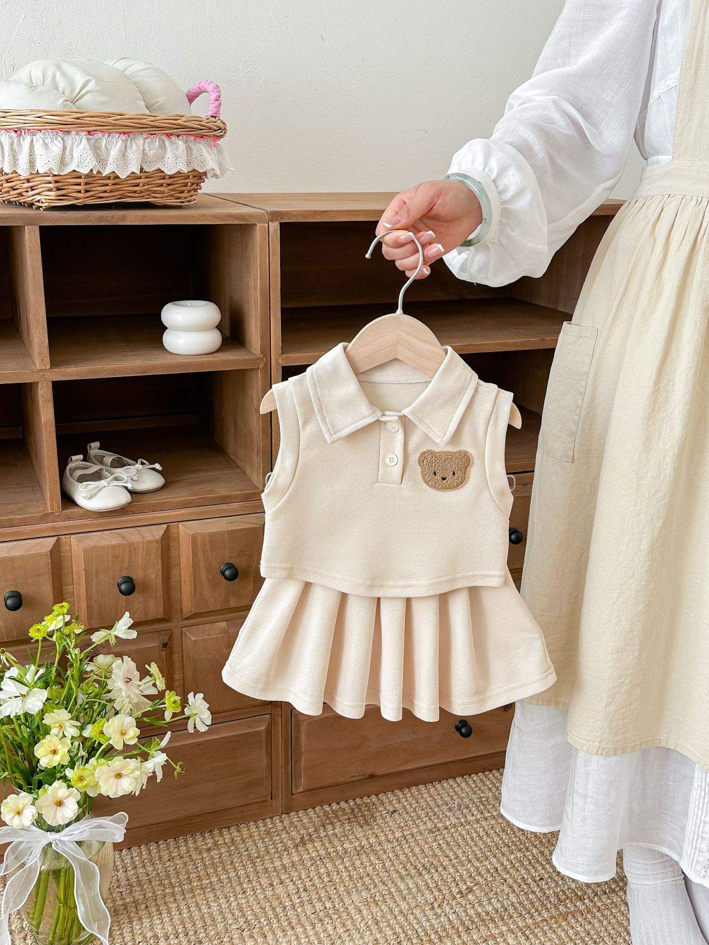 Wholesale 2026 New Stylish Baby Korean Style Polo Collar Preppy Style Set Summer Girls Vest Top Pleated Skirt Sports Casual Two-piece Set
