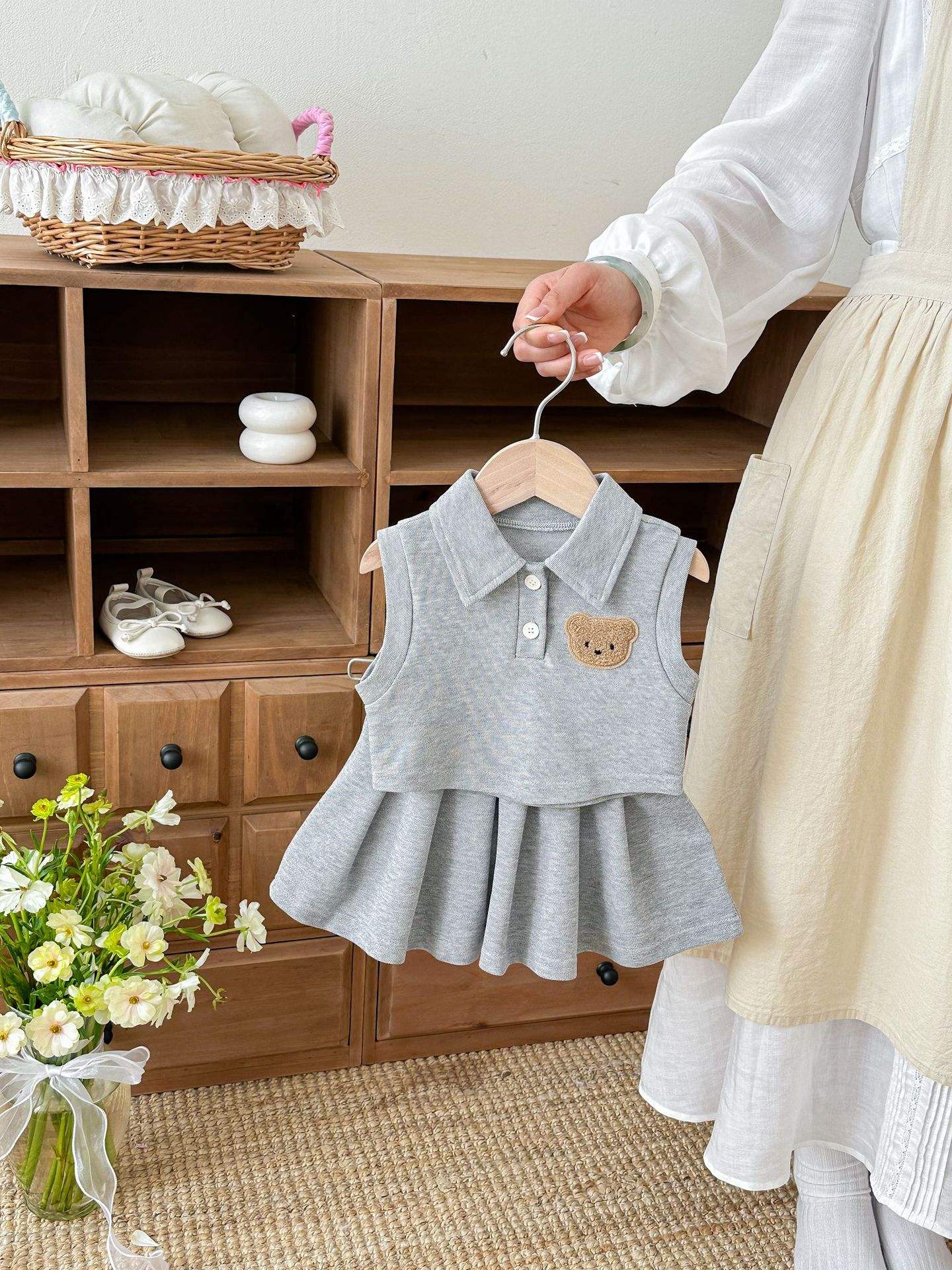 Wholesale 2026 New Stylish Baby Korean Style Polo Collar Preppy Style Set Summer Girls Vest Top Pleated Skirt Sports Casual Two-piece Set