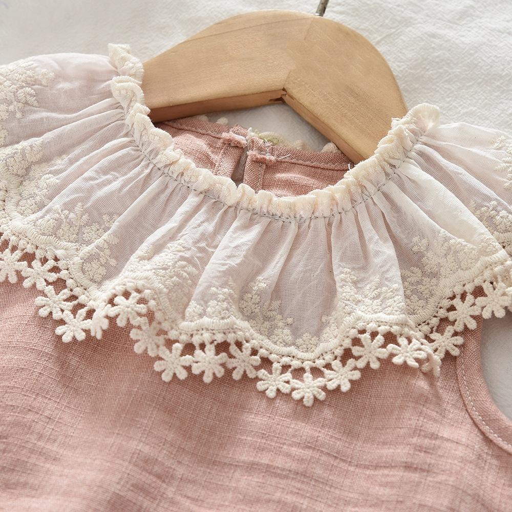 Wholesale 2026 Girls' Korean-style Summer Baby Suit New Sweet Lace Sleeveless Doll Shirt Trousers Pink Sweet Two-piece Set