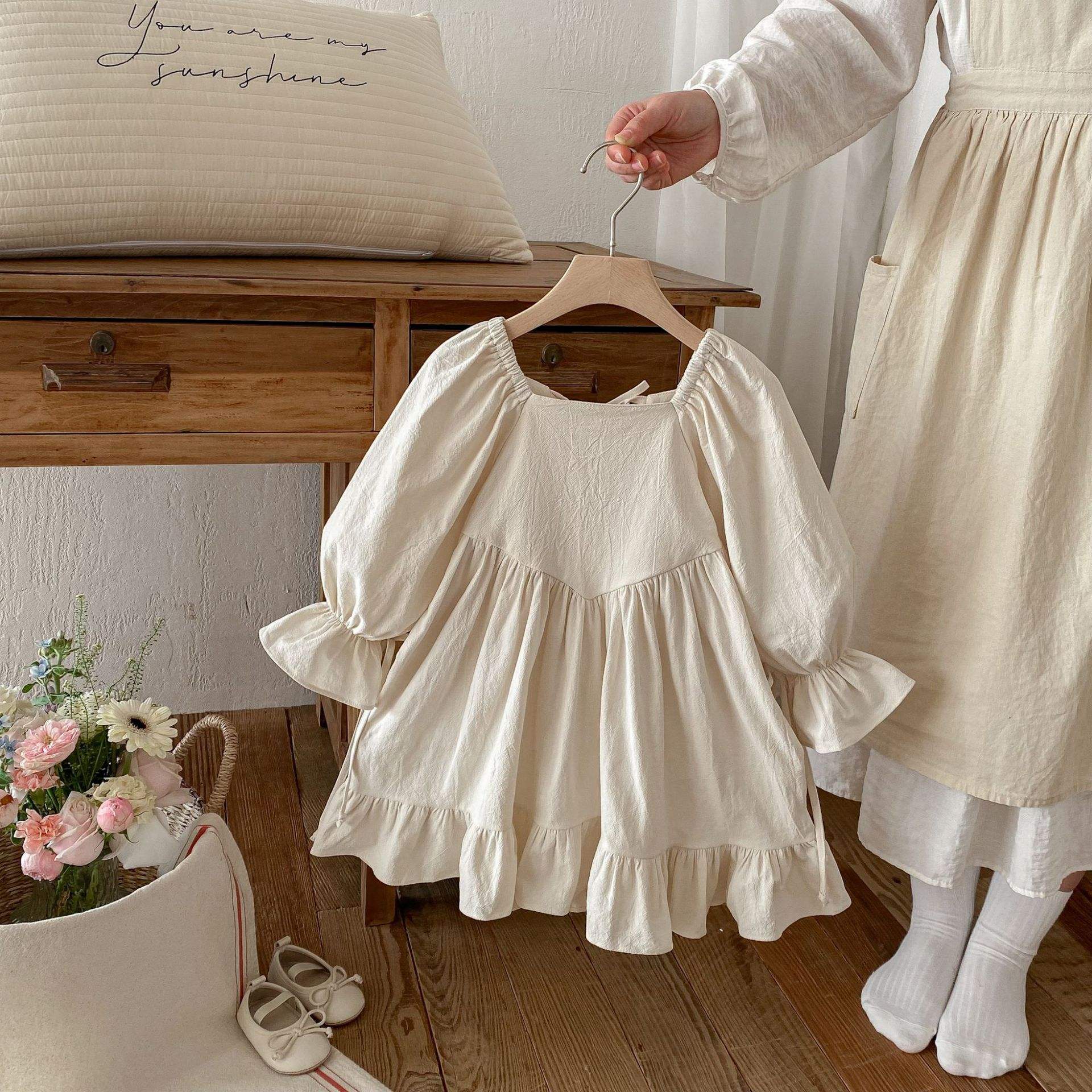 Wholesale 2026 New Spring and Autumn Girls' Cotton Bow Backless A-Line Dress European and American Princess Lolita Ruffled Baby Skirts
