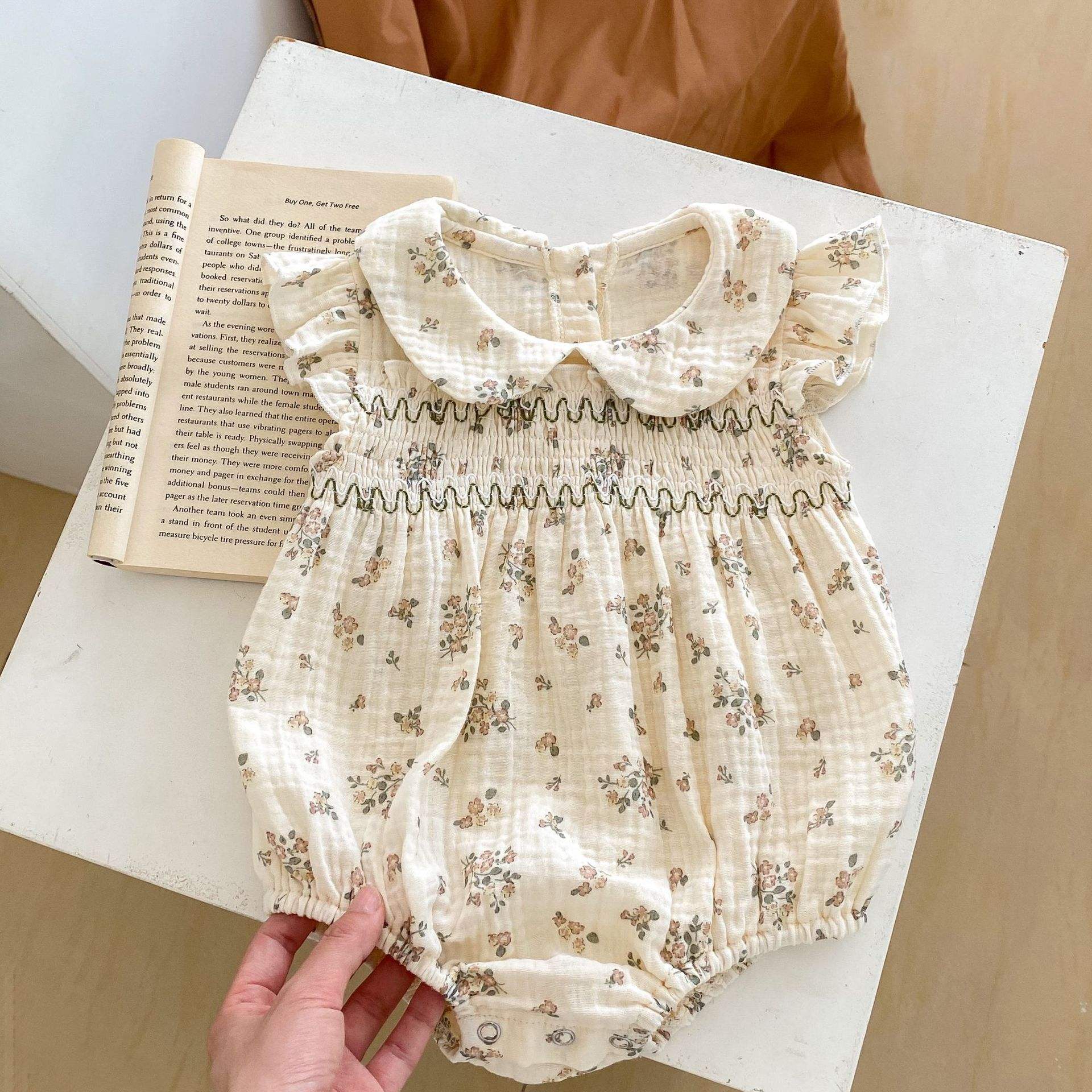 Wholesale 2026 Summer Baby Romper Short-sleeved Cotton Pullover Thin Style Super Cute Pocket Strap Short Crawling Clothes