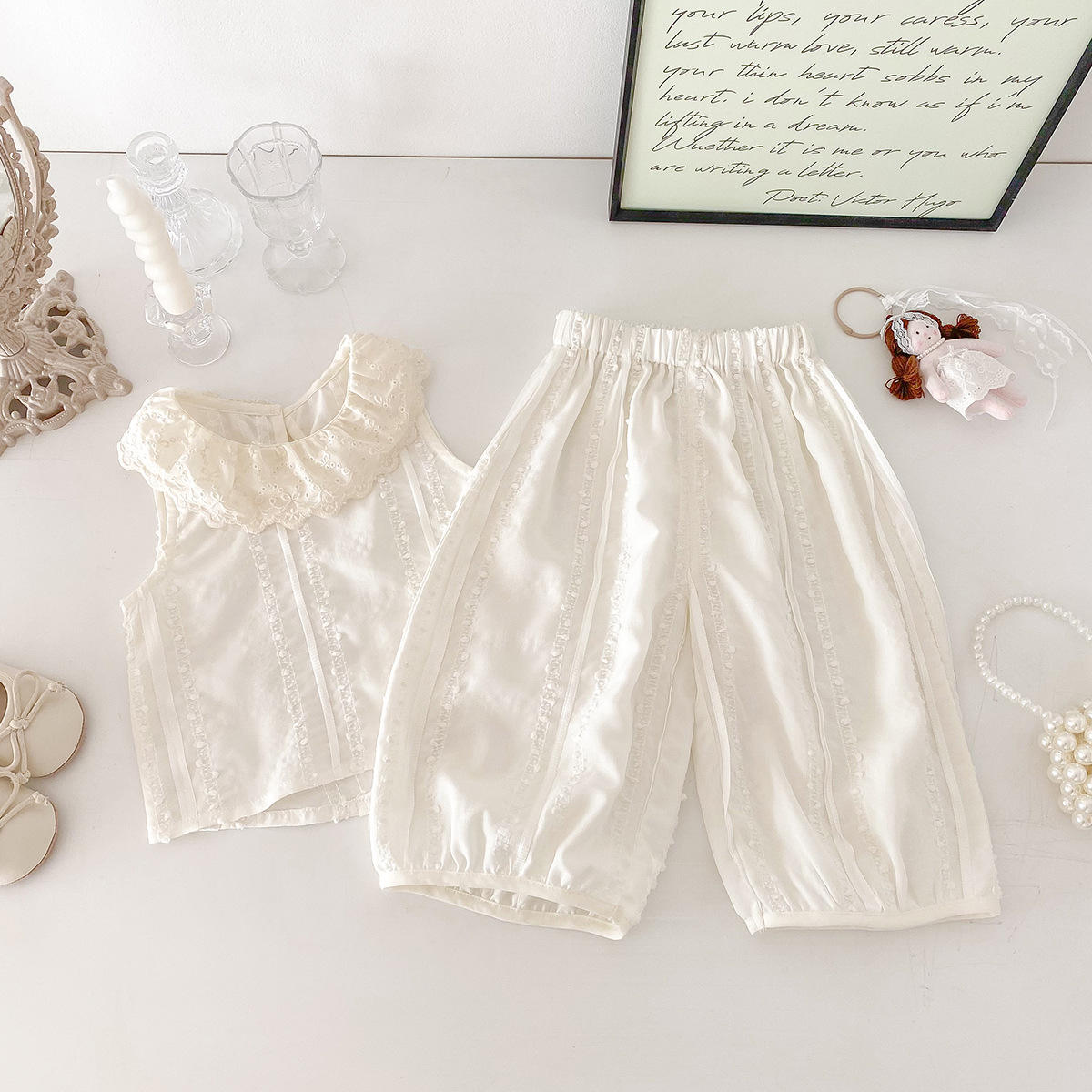 Wholesale 2025 Girls' Baby Clothing Set Summer Casual Two-Piece Outfit New Korean Style Sleeveless Vest Top Fashion Baby Suit