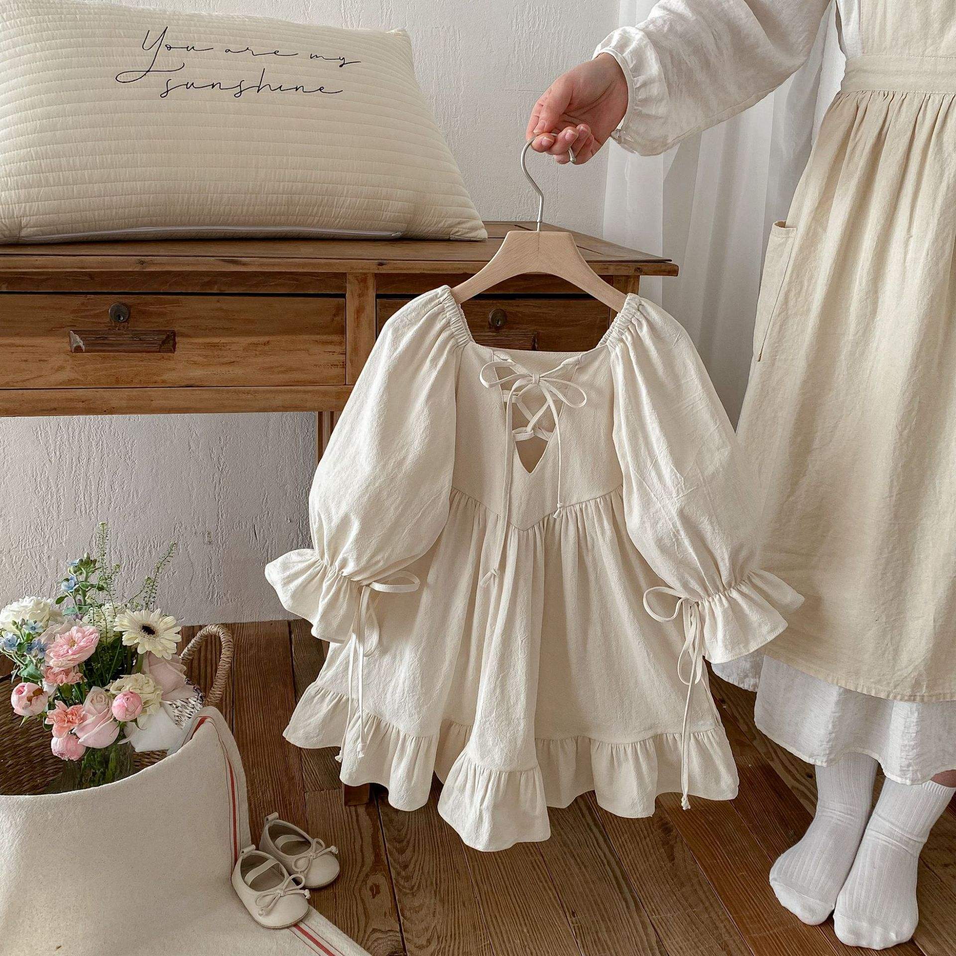 Wholesale 2026 New Spring and Autumn Girls' Cotton Bow Backless A-Line Dress European and American Princess Lolita Ruffled Baby Skirts
