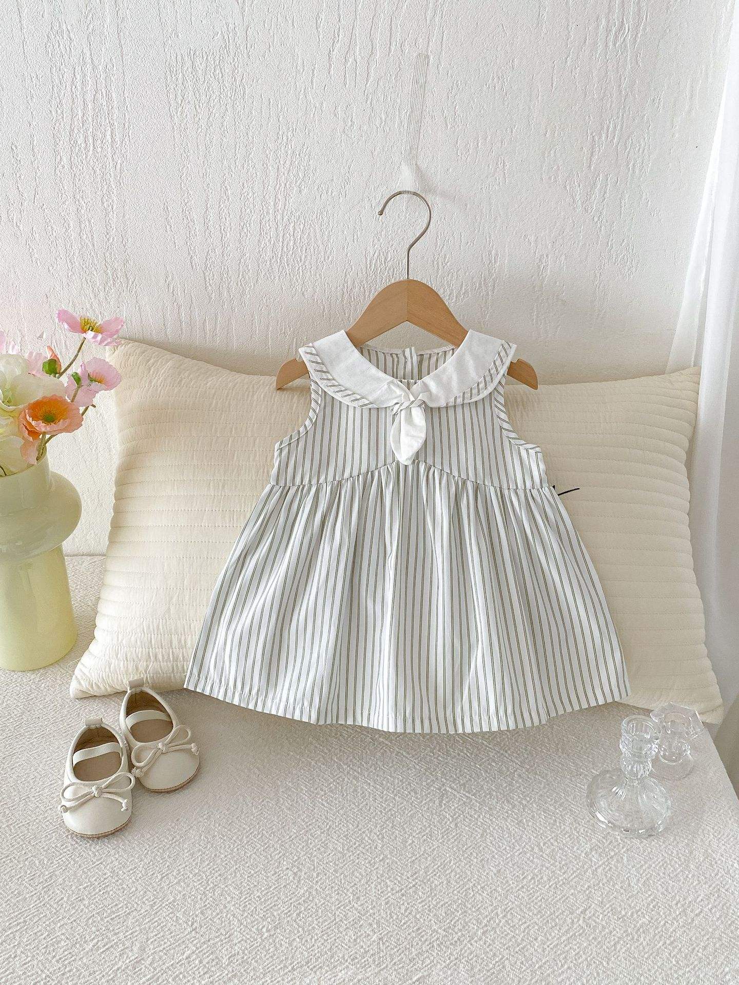 Wholesale 2026 New Styles Baby Girl Summer Dress Toddler Girls' Korean-style Striped Vest Dress Super Cute School Style Baby Skirts
