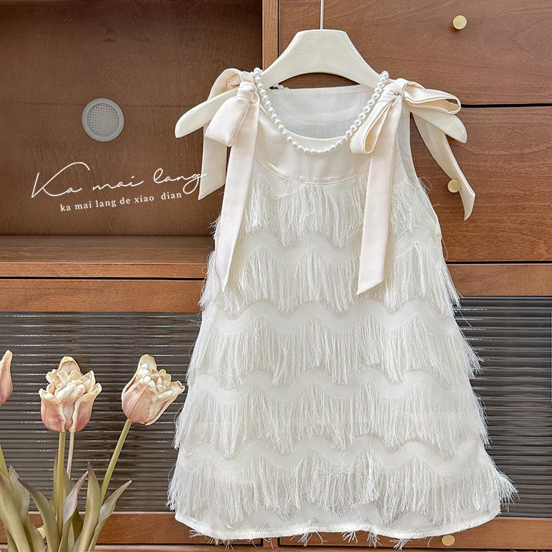 Wholesale 2026 Summer Girls' Baby Dresses New Style Baby Girl Strap Tassel Dress Bow Princess Style Baby Skirts