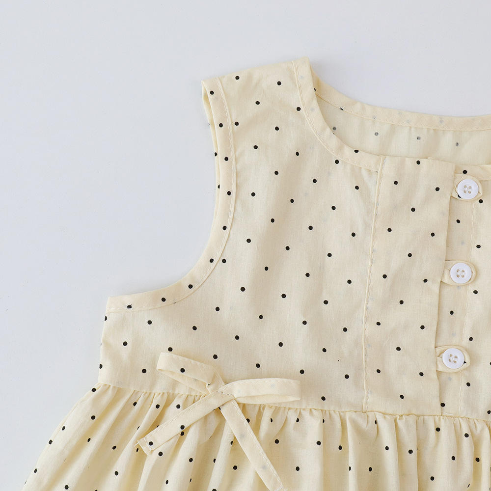 Wholesale 2026 Girls' Baby Suit Summer Polka Dot Sleeveless Suit New Little Girl Casual Thin Top Wide Leg Pants Korean Style Two-piece Set