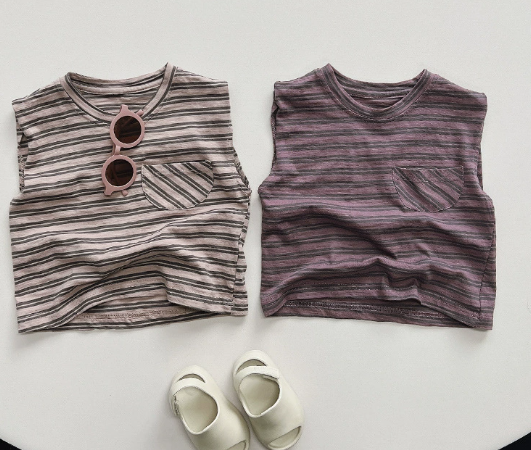Wholesale 2026 New Style Unisex Children's Vest Korean Version Loose Personality Thin Top Striped Kids' Personalized Fashion Wear
