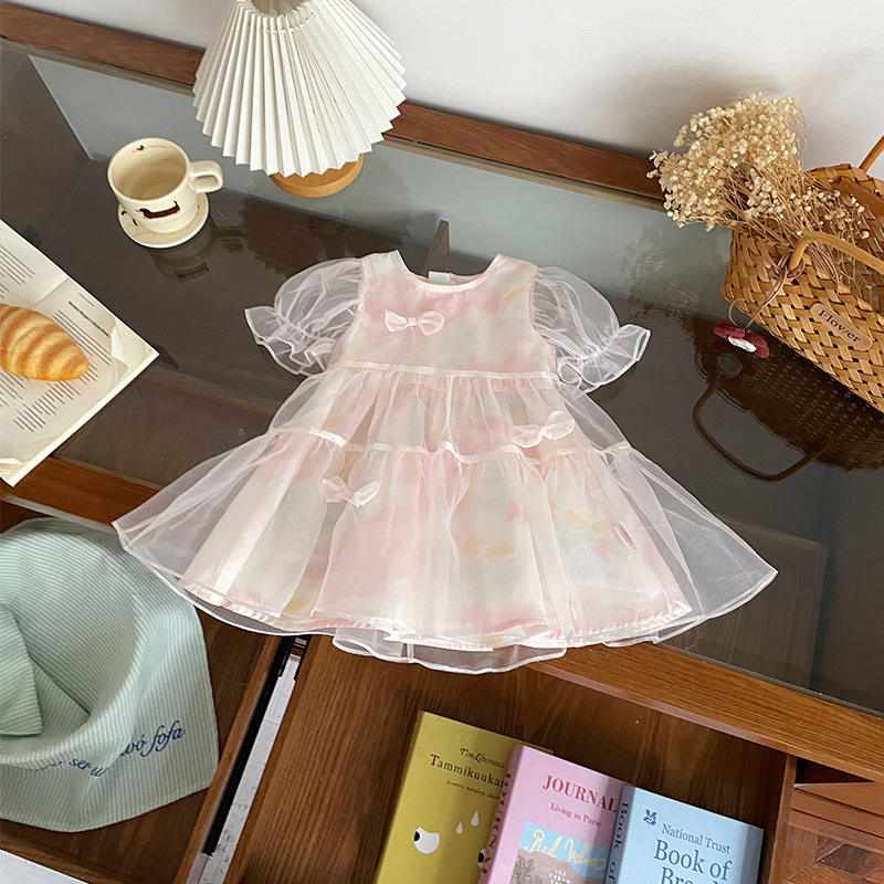Wholesale 2026 Summer Baby Dresses Girls' Crocheted Cartoon Princess Dress New Baby's First Birthday Soft Stylish Toddler Dress
