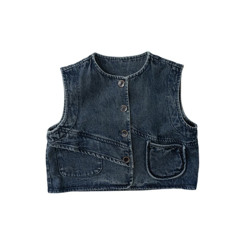 Wholesale 2026 Spring New Style Boys Girls Vest Waistcoat Children's Cotton Denim Vest Baby Korean Version Versatile Baby Vests