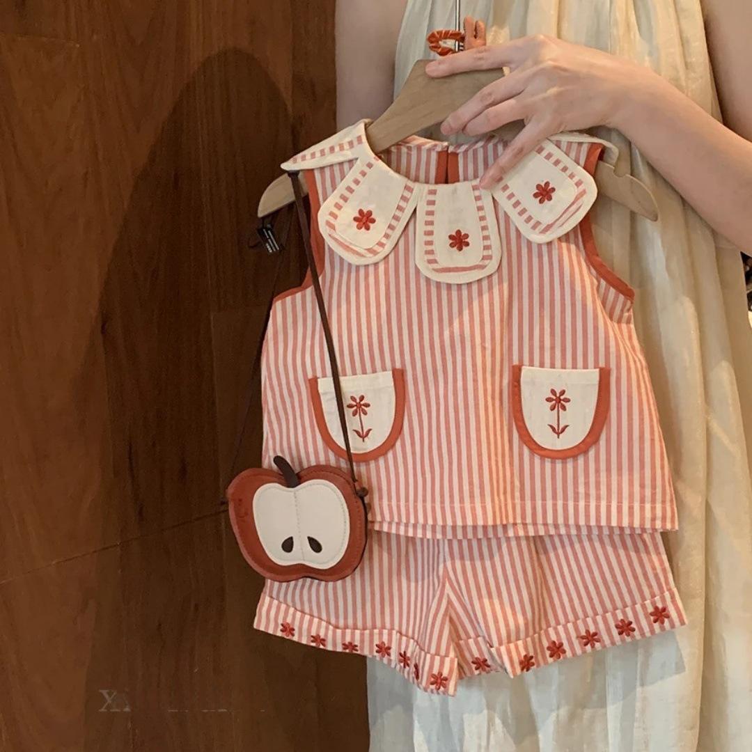 Wholesale 2026 Summer New Girls' Clothing Set Stylish Fashion Little Girls' Baby Suspender Pants Skirt Breathable Two-Piece Set