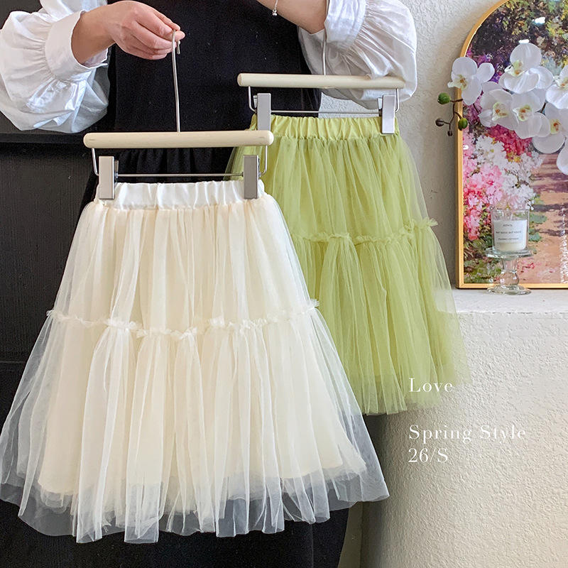 Wholesale Girls' Half Skirt 2026 Spring and Summer New Fashionable Crocheted Puffy Tulle Mesh Princess Short Skirt Children's Outfit