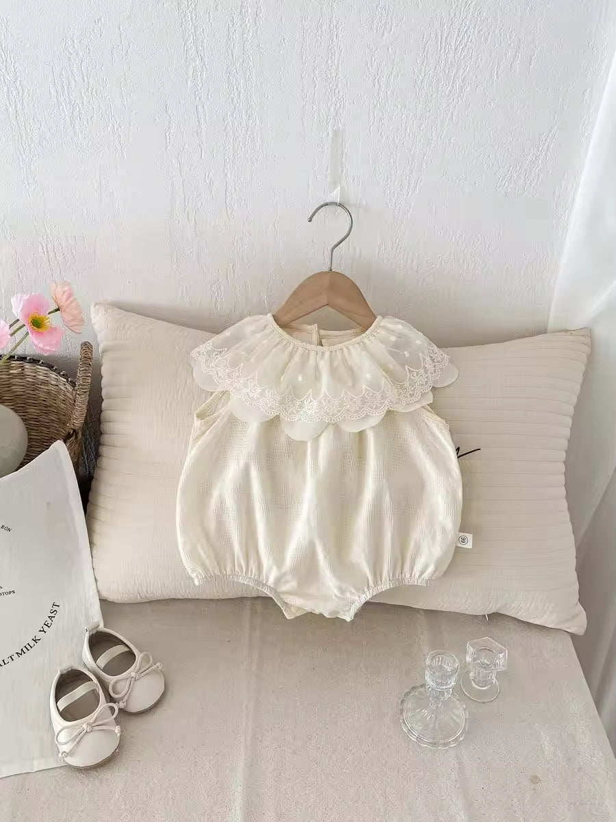 Wholesale 2026 Summer New Fashion Baby Lace Collar Romper Girls Court Style Fashionable Princess Sleeveless Baby Bodysuit