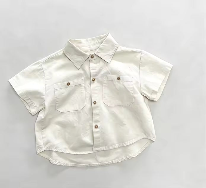 Wholesale 2026 Summer New Children's Short-sleeve Baby Shirt Boys and Girls Japanese and Korean Style Simple Short Top