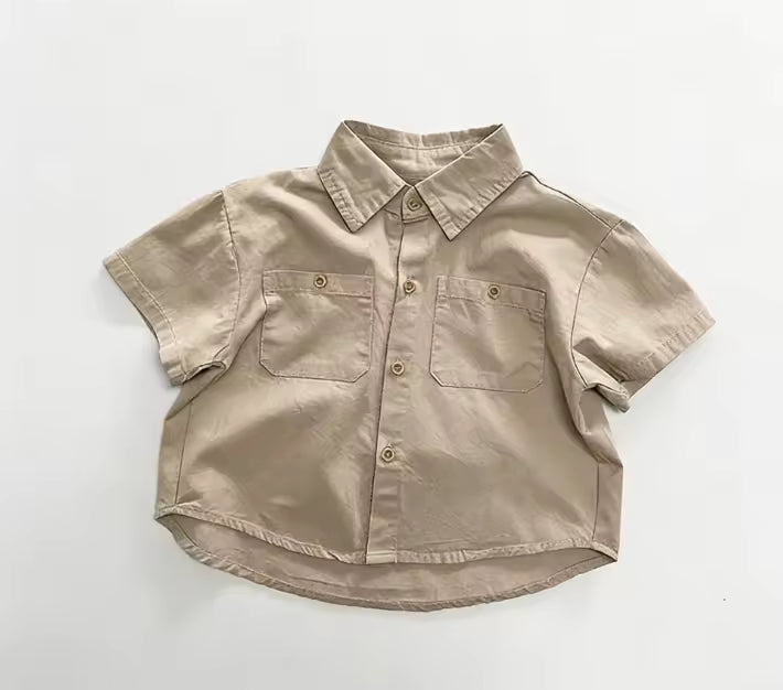 Wholesale 2026 Summer New Children's Short-sleeve Baby Shirt Boys and Girls Japanese and Korean Style Simple Short Top