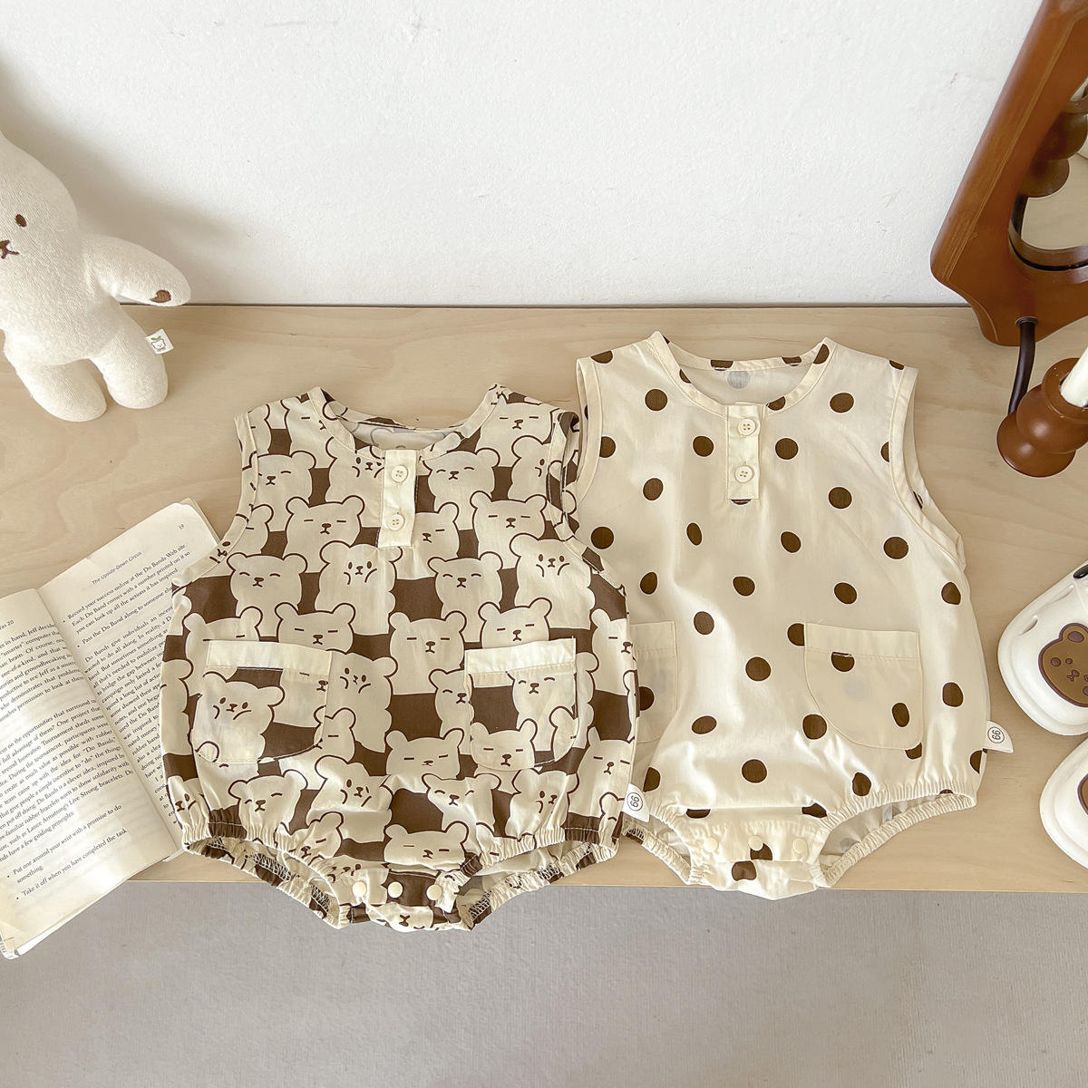 Wholesale 2026 Korean Style Summer Ins New Style Baby Jumpsuit Sleeveless Vest Baby Romper Cartoon Bear Cute Crawling Suit