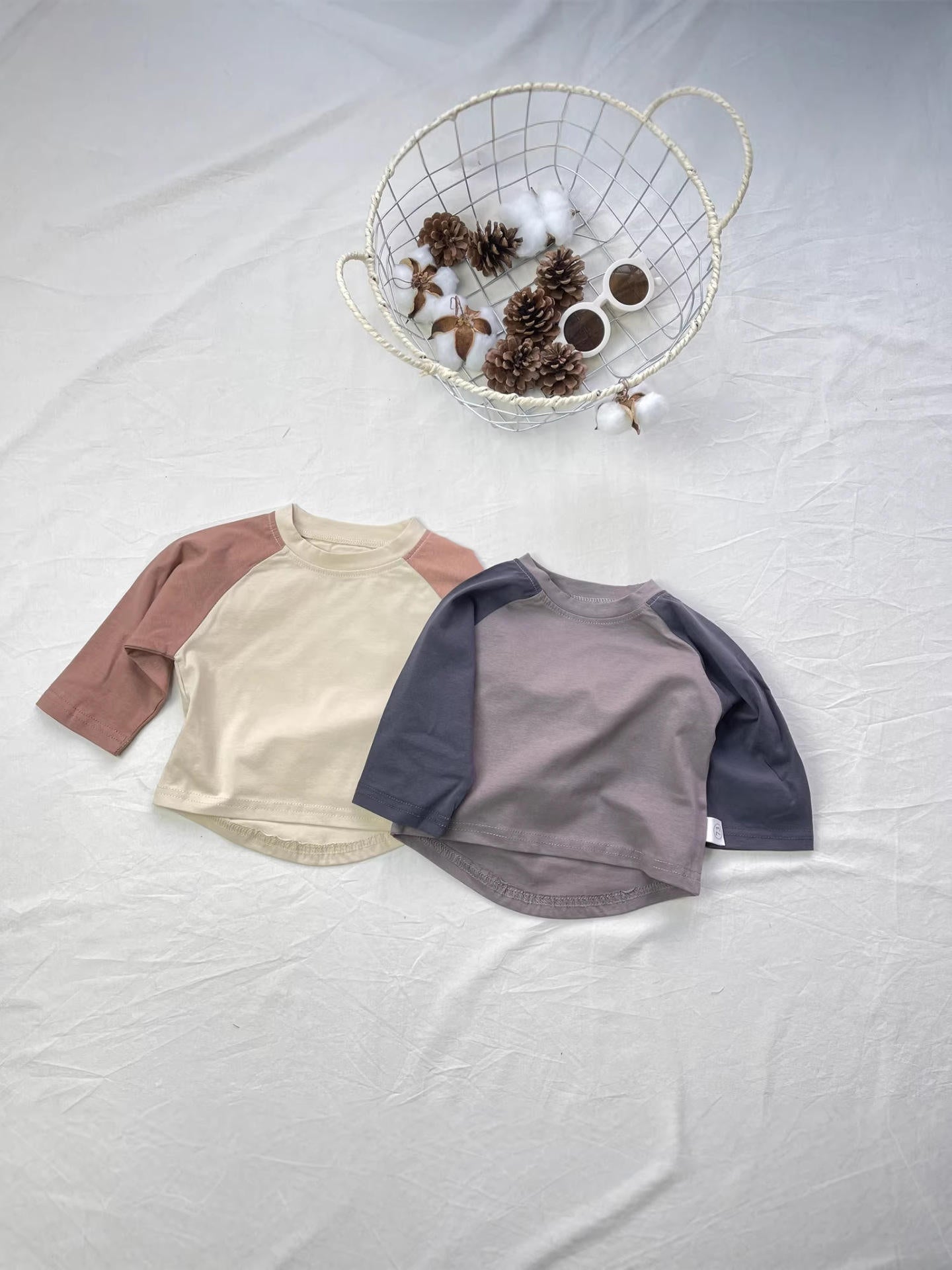 Wholesale Korean New Spring Style Children's Pure Cotton Long-sleeve Printed T-shirt Patchwork Boys and Girls Korean Style Shirt Kids Top