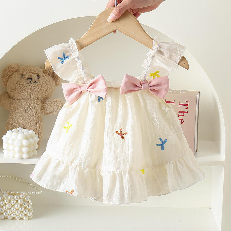 Wholesale 2025 Summer Newborn Baby Clothes Sweet Floral Baby Girls Bow Casual Floral Knitted Wraps Baby Jumpsuit