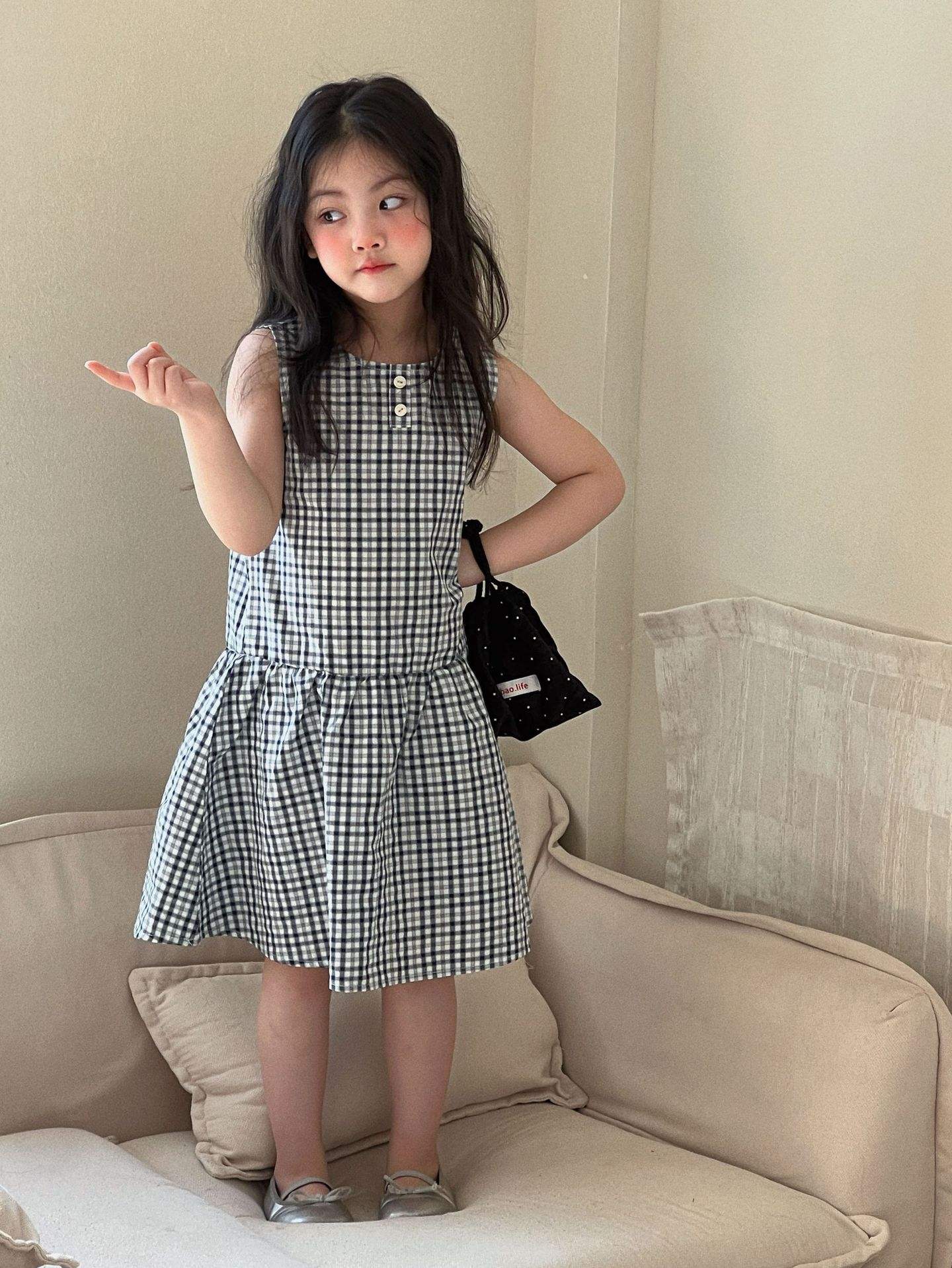 Wholesale 2026 New Fashion Summer New Girls' Crocheted Cotton Plaid Dress Soft Treatment Sweet Cool Vest Baby Skirts