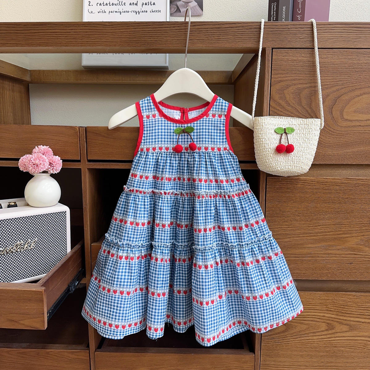 Wholesale Girls' Baby Dresses 2026 Summer New Sleeveless Cake Vest Dresses Princess Style for Little Girls with Woven Bag